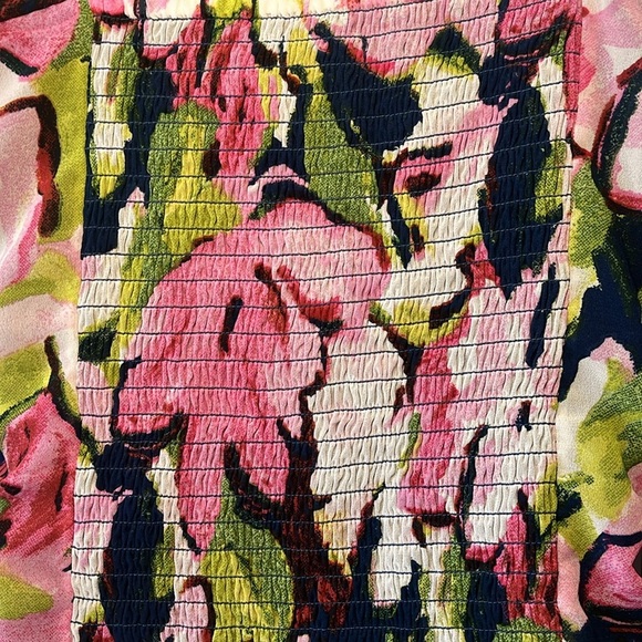 Abercrombie & Fitch Top Sweetheart Neckline Long Sleeves Pink Floral Small Crop - Picture 6 of 17